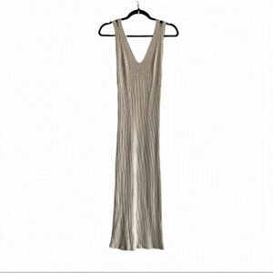 MASSIMO DUTTI Sleeveless Knit Maxi Dress Tan M